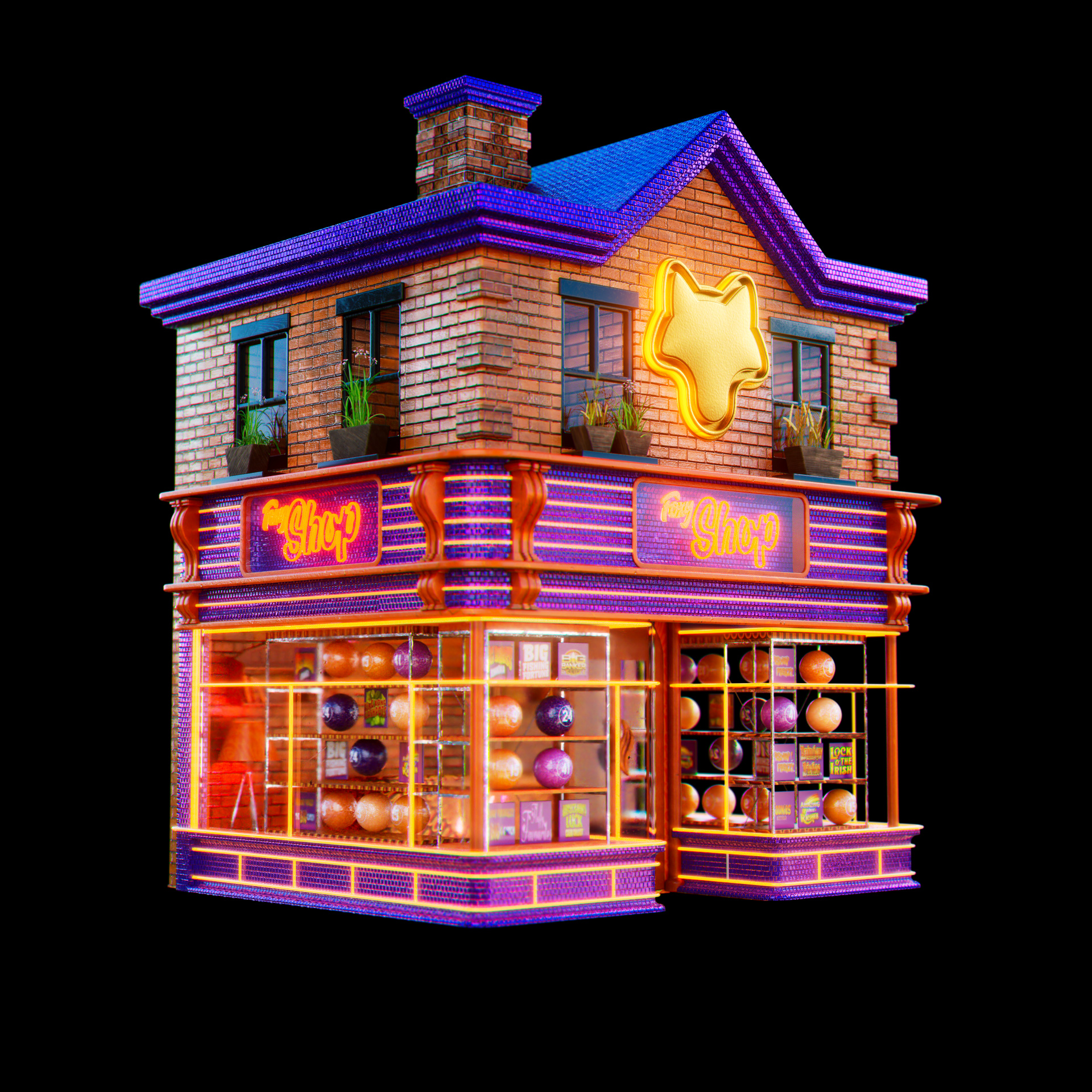 Foxy Coin Economy Buildings 3D render asset by David Zeitlin 01