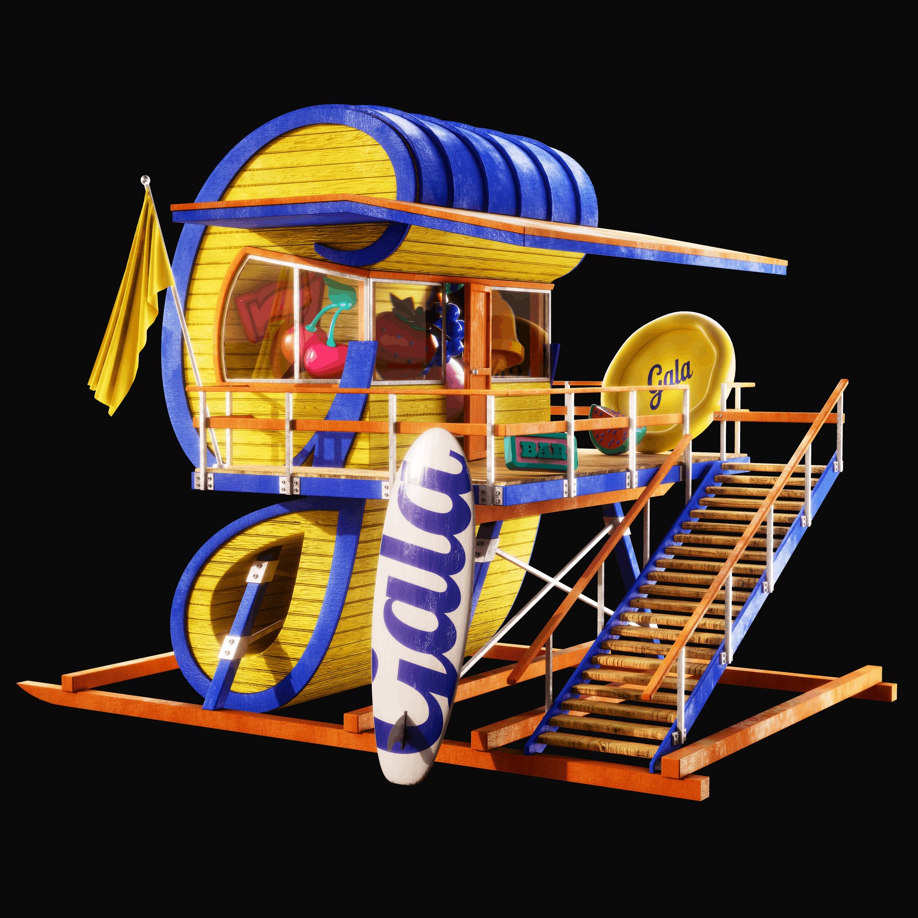 Gala 2024 Summer Beach Campaign Beach Hut 3D render by David Zeitlin