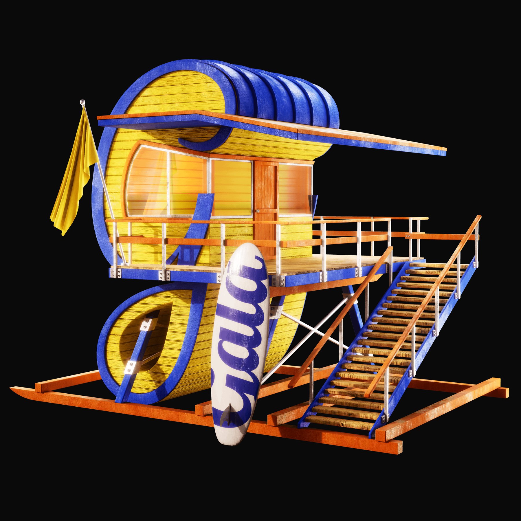 Gala 2024 Summer Beach Campaign Beach Hut detail render by David Zeitlin